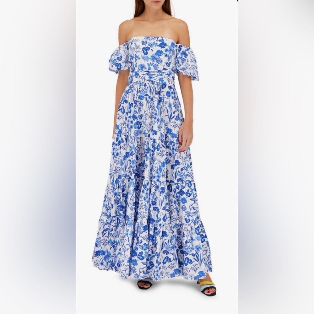 Cara Cara off the shoulder blue floral maxi